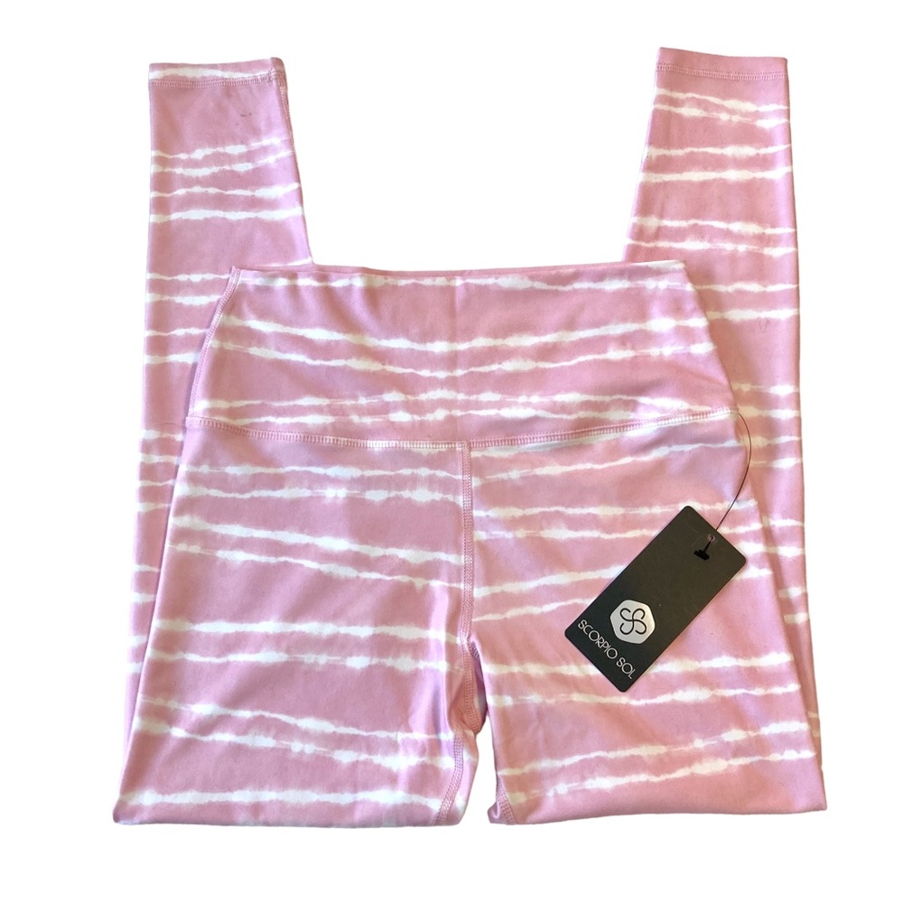 Scorpio Sol pink white striped tie-dye leggings size M medium NWT 120681